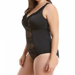 Maillot De Bain Gainant Une Pièce Bonnets Moulés - Noir -LEMON CURVE Ventes maillot de bain gainant une piece bonnets moules elomi indie black 6 1200x1200