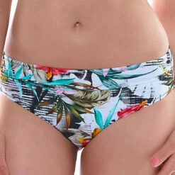 Slip De Bain Froncé Taille Mi-haute - Multicolore