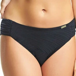 Slip De Bain Mi-couvrant Côtés Plissés - Noir