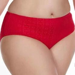 Slip De Bain Taille Mi-haute - Rouge