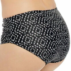 Slip De Bain Taille Haute Côté Plissés Imprimé - Noir -LEMON CURVE Ventes slip taille haute cote plisses fantasie byron bay black cream 3 1140x1140