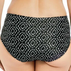 Slip De Bain Taille Haute Côté Plissés Imprimé - Noir -LEMON CURVE Ventes slip taille haute cote plisses fantasie byron bay black cream 4 1140x1140