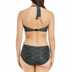 Slip De Bain Taille Haute Côté Plissés Imprimé - Noir -LEMON CURVE Ventes slip taille haute cote plisses fantasie byron bay black cream 8 1140x1140